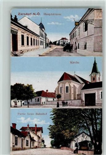 Ziersdorf 1917 Hauptstraße, Partie beim Bahnhof AK