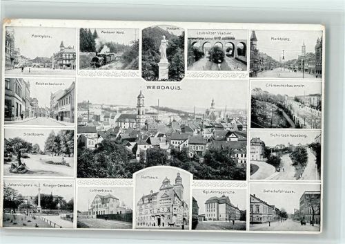 Werdau Marktplatz Reichenbacherstraße Stadtpark Johannisplatz Kriegerdenkmal Lutherhaus Werdauer Wald Rathaus Leubnitzer Viadukt Kgl Amtsgericht Crimmitschauerstraße Schützenhausberg Bahnhofstraße
