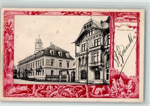 Dresden 1904 Weisser Hirsch Zwerge Eichhörnchen Eichenlaub