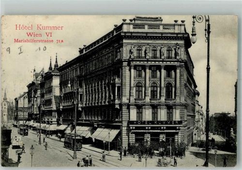 Wien 1910 Hotel Kummer Straßenbahn Mariahilferstrasse 71 a