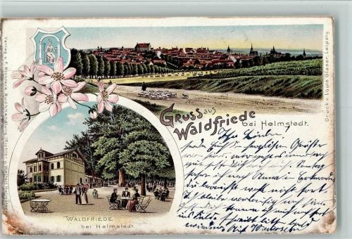 Helmstedt Gruss aus - Litho, Restaurant Waldfried AK