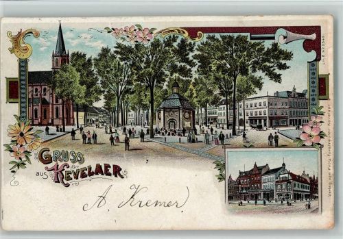47623 W4178 Kevelaer 1901 Lithographie Gruss aus - mit Gnadenkapelle - Wallfahrt
