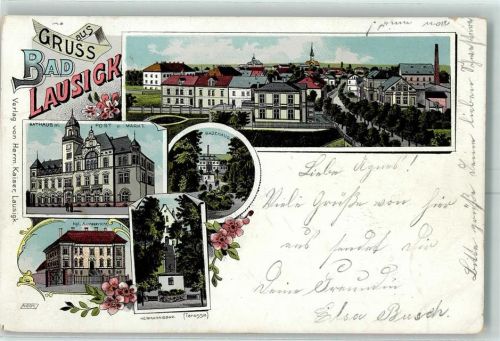 Bad Lausigk 1900 Rathaus Post Markt Kgl. Amtsgericht Hermannsbad Terrasse Badehaus