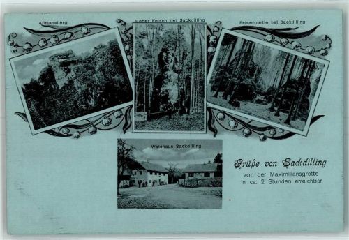 Sackdilling Kastenstempel: Waldrestauration Forsthaus Sackdilling Jos. Kipfer