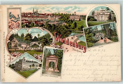 Waldenburg 1897 Gläntzelmühle Seminar Zur stillen Naturreude Bad Grotte
