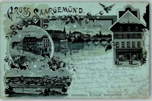 Sarreguemines 1899 Gruss aus Warenhaus Knopf AK