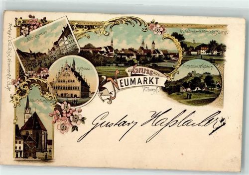92318 W8430 Neumarkt , Oberpf Lithographie Wildbad Mariahilfberg Rathaus Marktstraße Burgruine Wolfstein