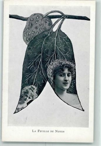 Metamorphose La Feuille du Noyer Blatt vermenschlicht AK