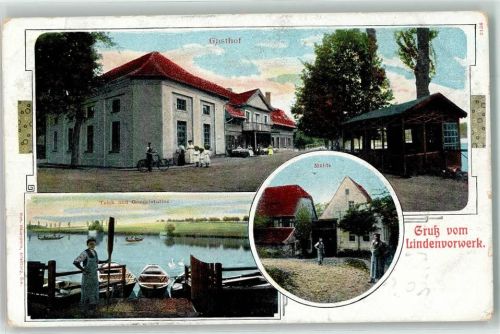 04655 O7234 Kohren-Sahlis - Gasthaus Mühle Teich Gondelstation Ruderboot Schwan Fahrrad