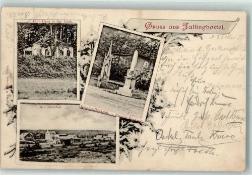 29683 W3032 Fallingbostel 1899 - Club-Haus in der Lieth Quintus-Denkmal Kriegerdenkmal Am Bahnhof