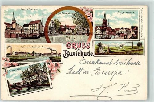 Buxtehude 1900 Mencks Fährhaus am Mühlenstrom am Marschthor Wintersche Papierfabrik Peper`s Hotel