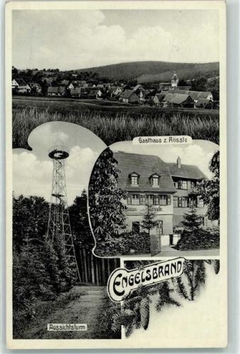 Engelsbrand Gasthaus z. Rössl Aussichtsturm Landpost Engelsbrand über Neuenbürg
