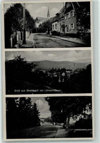 79539 W7850 Brombach , Kr Lörrach - Kirche Gasthaus zum Bären
