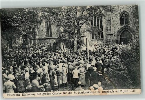 Butzbach 1926 Einholung der großen Glocke St. Markuskirche 2. Juli 1926