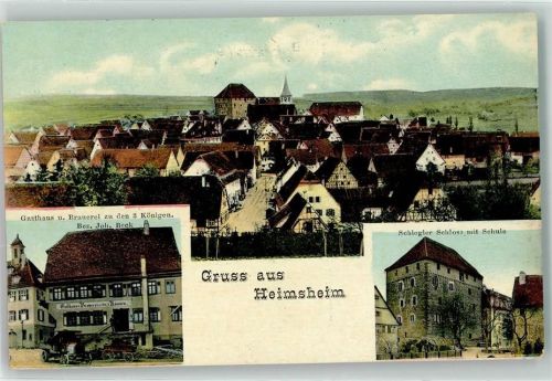 Heimsheim Gasthaus Brauerei Zu den 3 Königen Joh. Beck Schlegler Schloss mit Schule