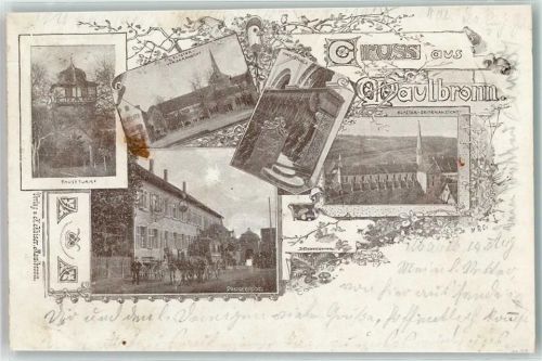 Maulbronn 1898 Faustturm Kloster Chorstühle Postgebäude