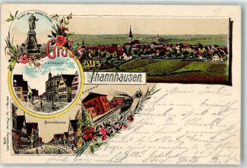 Thannhausen 1901 Christof von Schmid-Denkmal Rathaus Bahnhofstraße Bahnhof