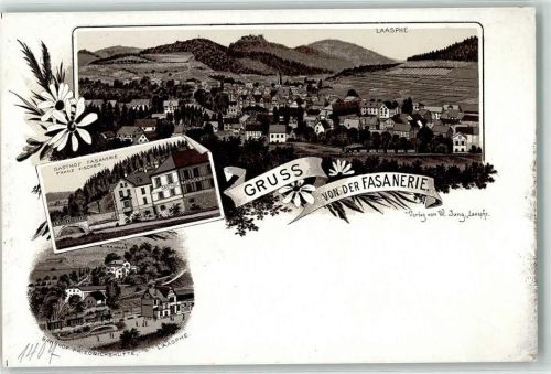 57334 W5928 Bad Laasphe Gebrauchsspuren Vorläufer Gasthaus Fasanerie Bahnhof Friedrichshütte Lithographie