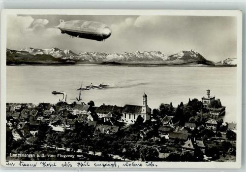 Langenargen WK II Zeppelin Kirche Fliegeraufnahme Boot Berge