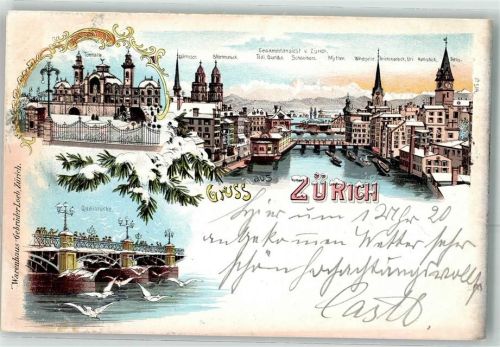 Zürich 1898 Tonhalle Quaibrücke