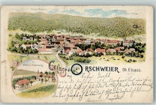 Orschwihr 1903 Gruss aus Lithographie Wallfahrt Oelenberg AK