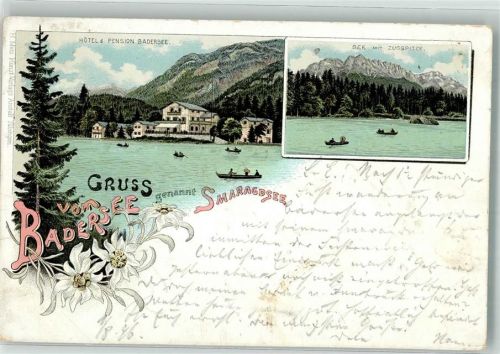 Grainau 1896 Smaragdsee Hotel Badersee Zugspitze