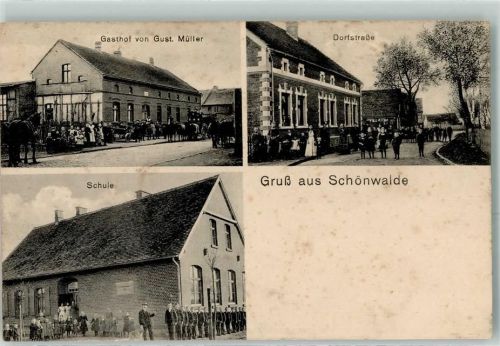 Schönwalde Gasthaus Gust. Müller Dorfstraße Schule