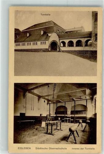 06295 O4250 Lutherstadt Eisleben - Städtische Oberrealschule Turnhalle Innenansicht