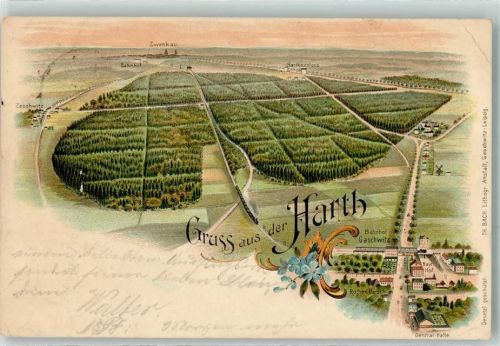 Gaschwitz 1899 Harth Bahnhof Gaschwitz Seltene Lithographie 1899