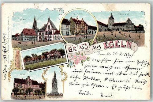 Egeln 1899 Schützenhaus Kaiserl. Post Marktplatz Rathaus