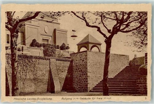 Darmstadt 1908 Aufgang zum Gebäude für freie Kunst Hessische Landes Ausstellung