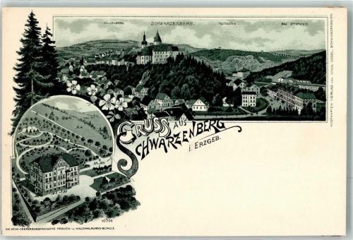 Schwarzenberg Neue Pbererzgebirgische Frauen- und Haushaltungs-Schule Lithographie