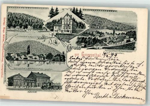 Georgenthal 1899 Rodebach's Mühle Bahnhof Schützenhof