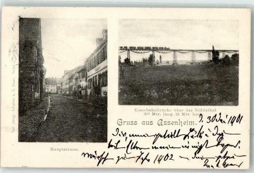 Assenheim, Hess 1901 Hauptstraße Eisenbahnbrücke Niddatal