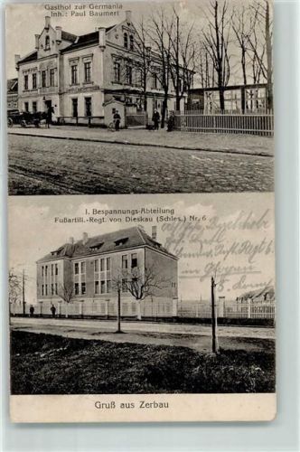 Lerchenberg 1917 Gasthaus zur Germania I. Bespannungs-Abteilung Fußartill. -Regt. von Dieskau Schles Nr. 6