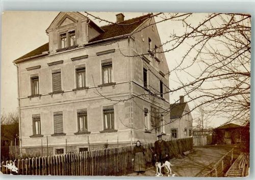 Maltitz 1919 Wohnhaus Älters Paar mit Hund