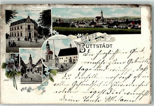 Buttstädt 1901 Kaiserl. Postamt Kirche Marktplatz