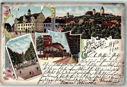Eilenburg 1900 Rathaus Kriegerdenkmal Bahnhof