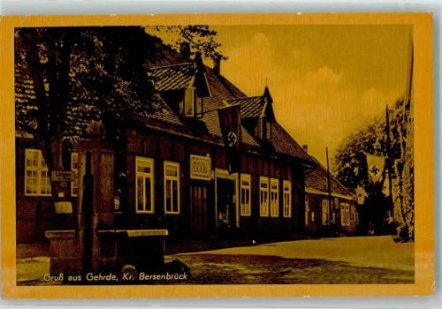 Gehrde WK II Dorfbrunnen Gasthaus Hakenkreuzfahnen