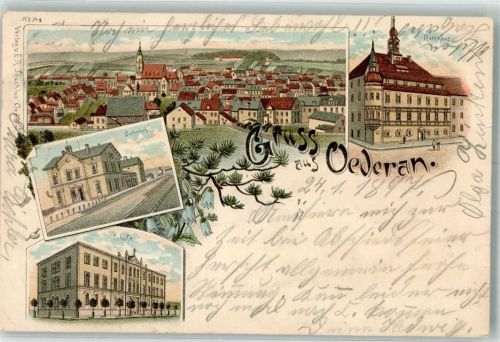 Oederan 1897 Bahnhof Schule Rathaus