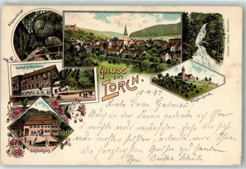 Lorch 1897 Schelmenklinge Gasthaus Zur Harmonie Schillerhaus Kloster Lorch Wasserfall Ottmar Zieher
