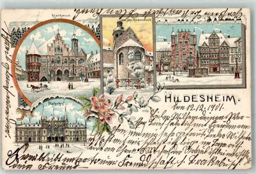 Hildesheim 1901 Rathaus Tausendjähriger Rosenstock Marktplatz Bahnhof