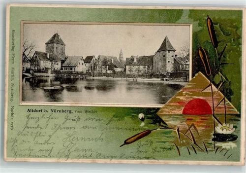 Altdorf 1908 Am Weiher Seerose Passepartout