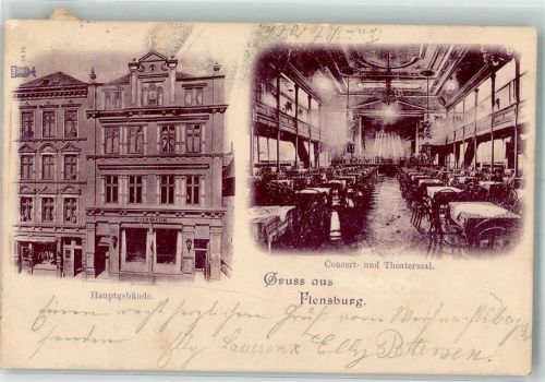 24937 W2390 Flensburg 1901 Foto AK Colosseum Konzert- und Ballsaal
