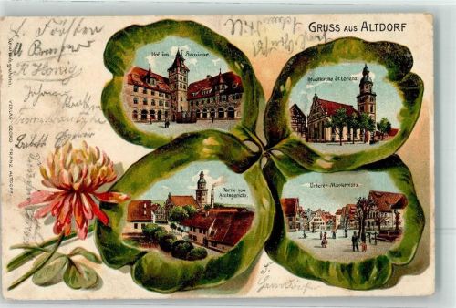 Altdorf 1901 Seminarhof St. Lorenz-Kirche Unterer Marktplatz Am Amtsgericht Lithographie