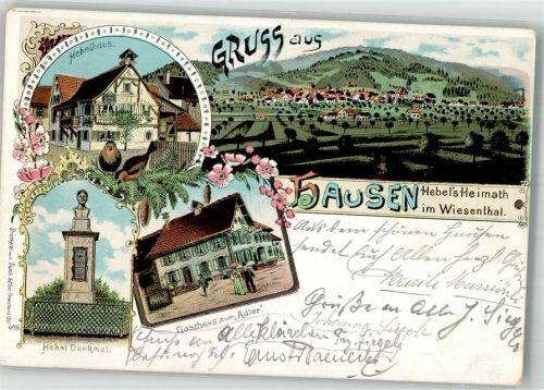 Hausen 1904 Hebelhaus Hebel-Denkmal Gasthaus zum Adler
