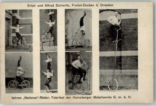 Freital Kunstradfahrer Erich und Alfred Schieritz National-Räder der Hainsberger Metallwerke