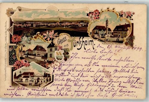 Türkheim 1899 Marienplatz Pfarrkirche Amtsgebäude Loretto-Kapelle Klosterkirche Wappen