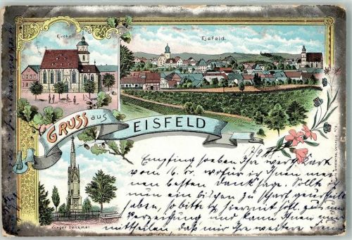 Eisfeld 1898 Kirche Kriegerdenkmal