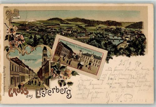 Elsterberg 1898 Marktplatz Kriegerdenkmal Langestraße